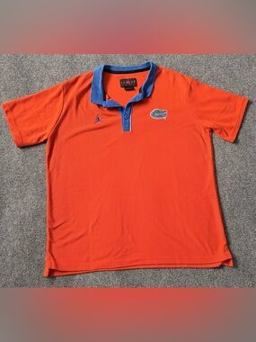 Jordan Polo Shirt Florida Gators Orange Blue Jumpman Mens Large NCAA Golf